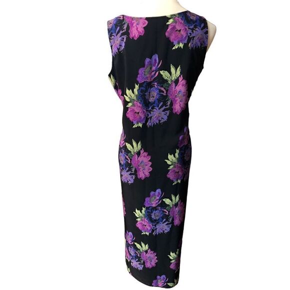 JM Collection black purple floral sheath maxi dress Size M - Picture 9 of 13